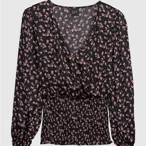 New smocked GAP green floral blouse
